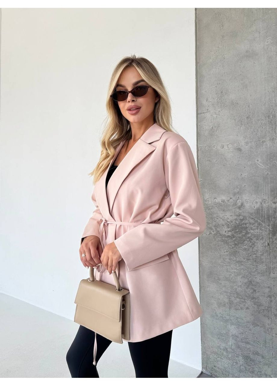 Бежевый женский пиджак жакет костюмная ткань, с пончиками, подкладом Україна -