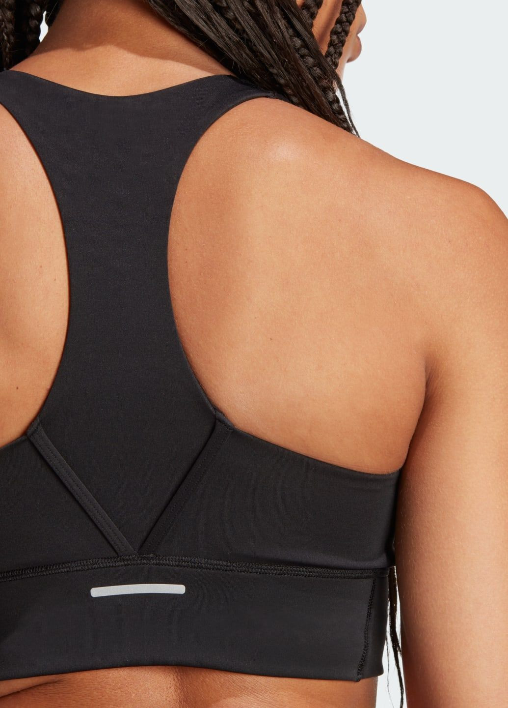 Чёрный спортивный бра run pocket medium-support adidas трикотаж