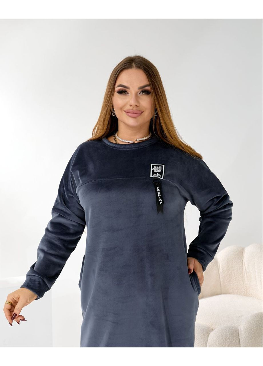 Графітова повсякденний, кежуал жіноча сукня великих розмірів тепла Style Point однотонна