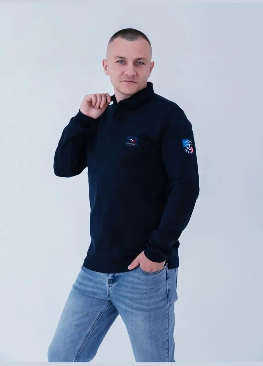 Темно-синяя футболка-поло мужское с длинным рукавом paul&shark для мужчин Paul & Shark