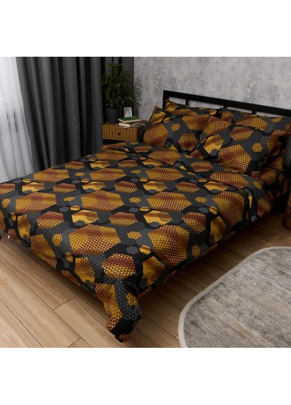 Комплект постільної білизни Бязь Gold Люкс King Size 220x240 наволочки 4х70х70 (MS-820014074) Moon&Star Honeycomb Gold (400231738)
