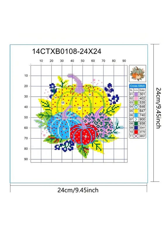 Набор для вышивания крестиком Тыквы, осень 24 см с нанесенной на канву схемой No Brand (371813440)