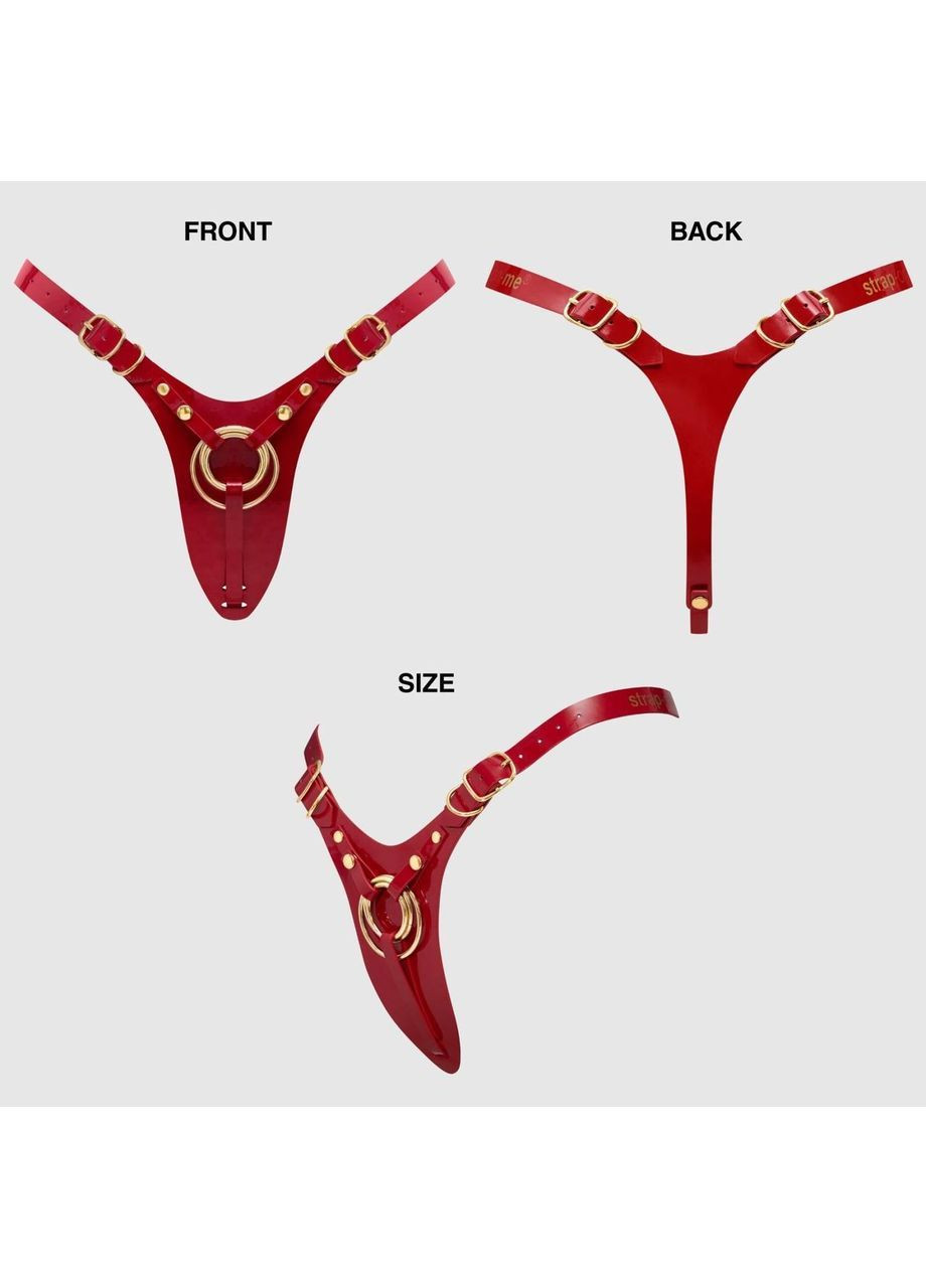 Трусики для страпона Leatherette Harness Fabulous - One Size - Red Glossy Strap-On-Me (366577693)