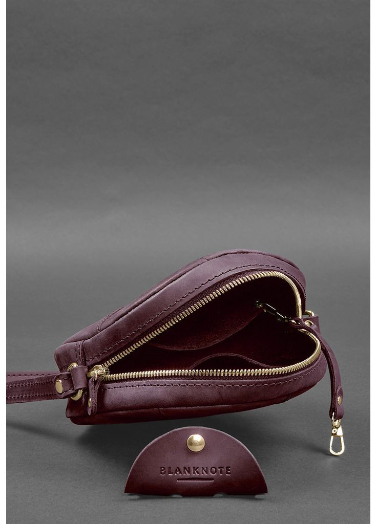 Кожаная круглая женская сумка Бон-Бон бордовая Crazy Horse BlankNote кросс-боди (348359143)