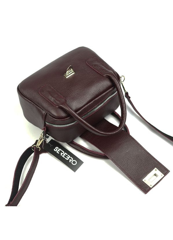 Бордовая женская кожаная маленькая сумка с ручками и длинным ремешком через плечо кросс боди Serebro (278634432)