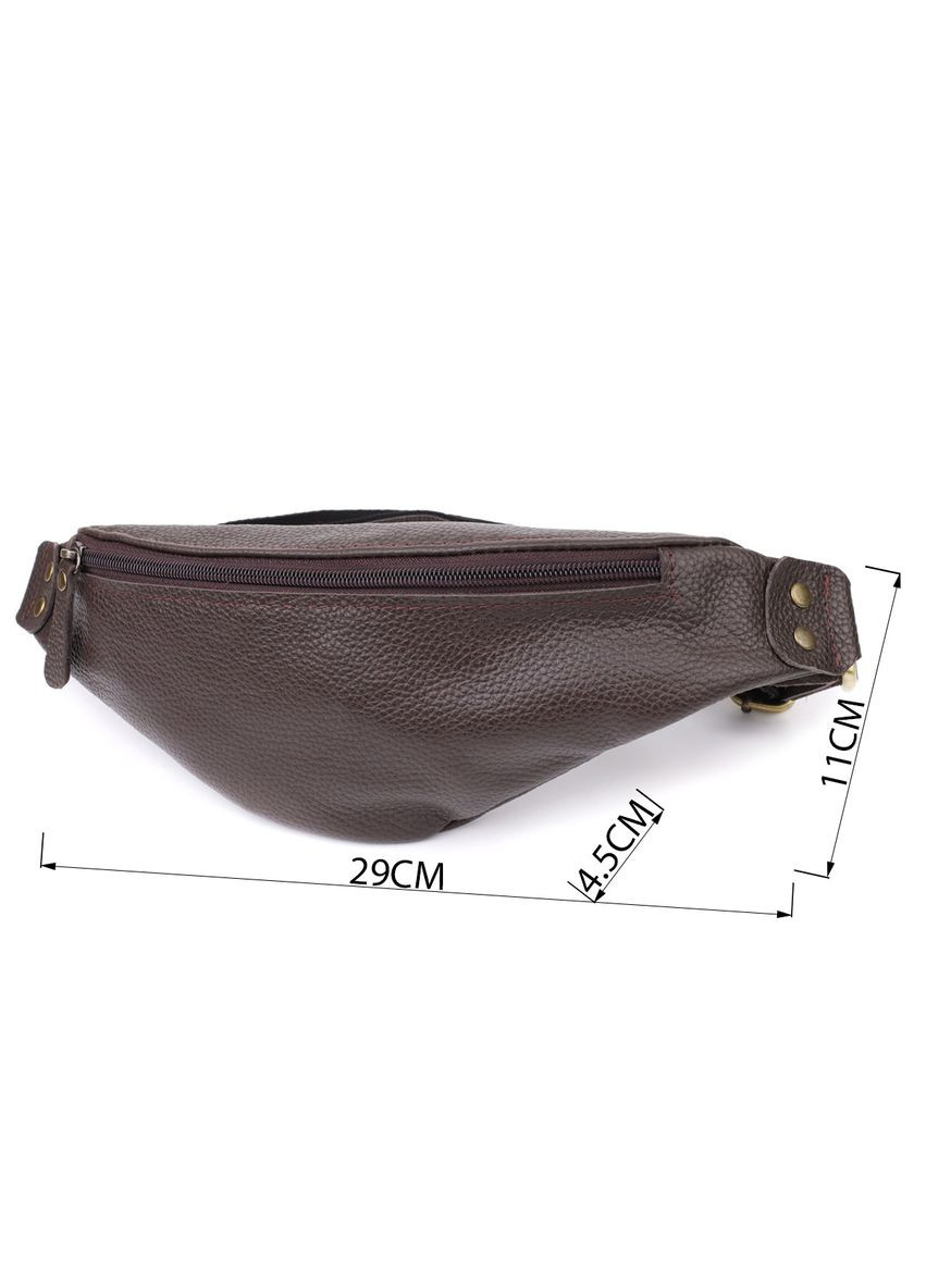 Сумка бананка мужская из натуральной зернистой кожи коричневая 29×11×4,5 см; 23137 Shvigel (362417639)