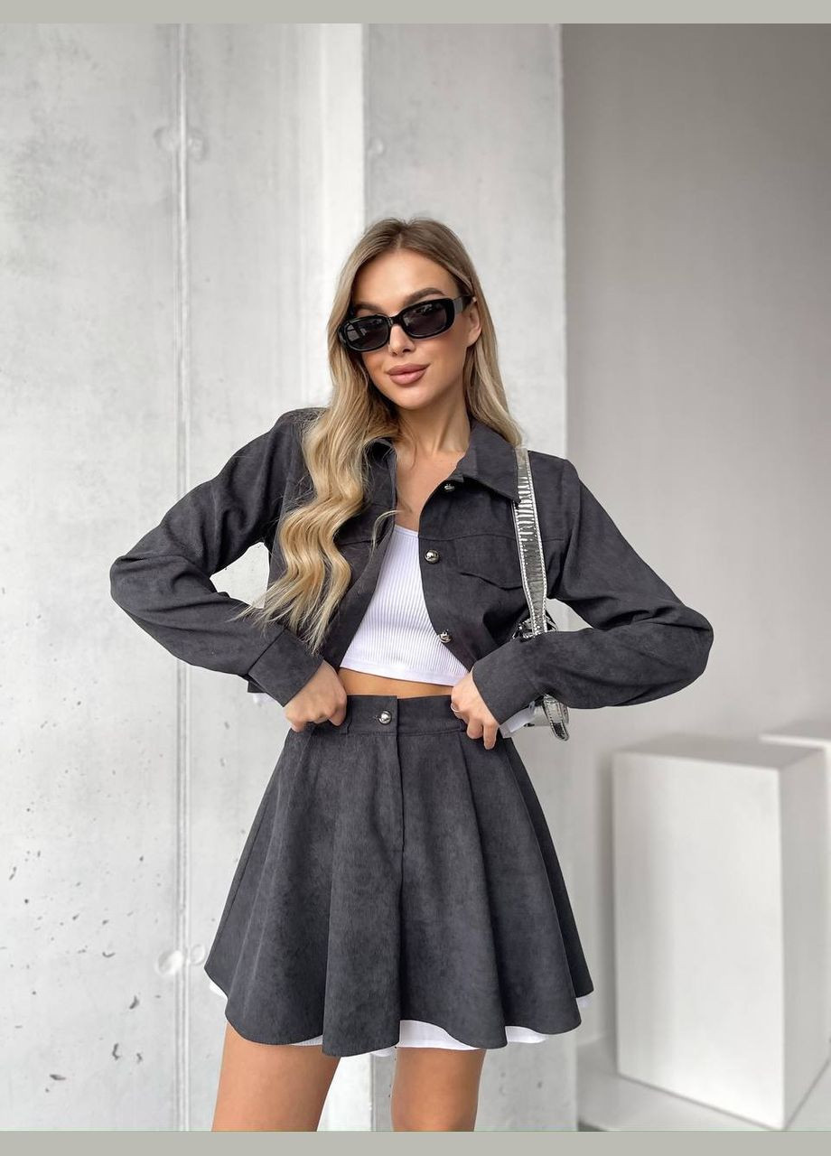 Жіночий вельветовий костюм 2-ка (спідниця-шорти+піджак) Fashion (318168611)