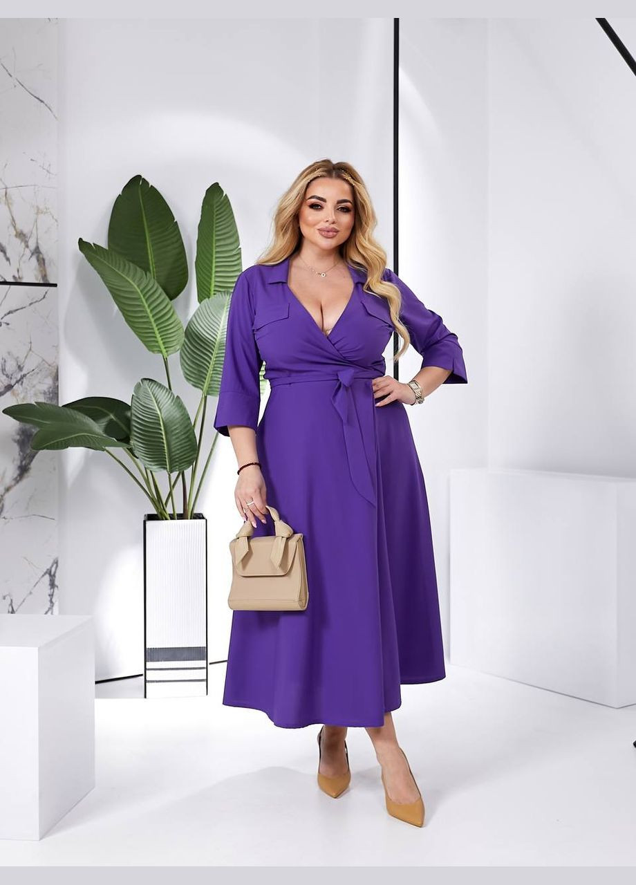Фиолетовое женское платье миди из софта цвет фиолет р.50/52 454014 New Trend