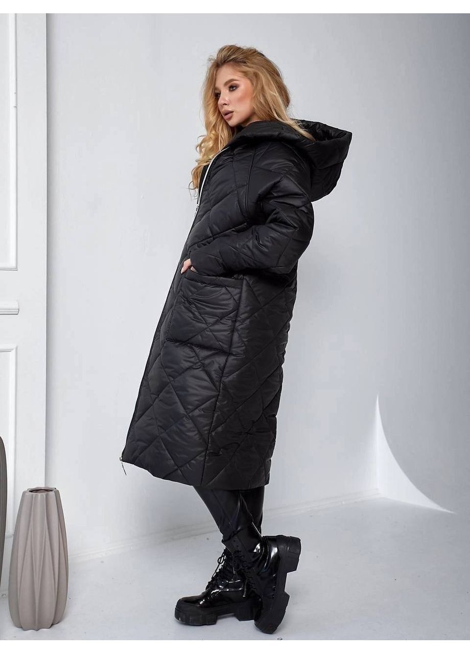 Чорне демісезонне Пальто жіноче стьобане Style Point