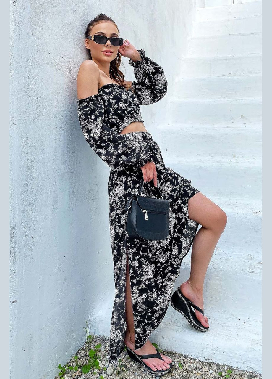 Пляжный костюм топ с юбкой. Черный Seventeen (340476991)