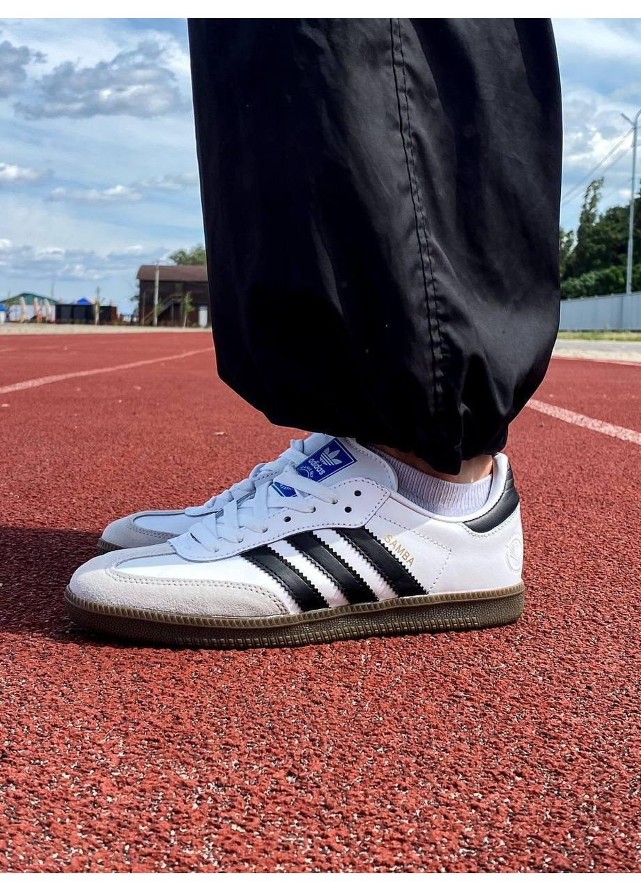 КРОССОВКИ ЖЕНСКИЕ ADIDAS SAMBA OG VEGAN LOW WHITE BLACK АДИДАС САМБА No Brand чёрные демисезоны (368854937)