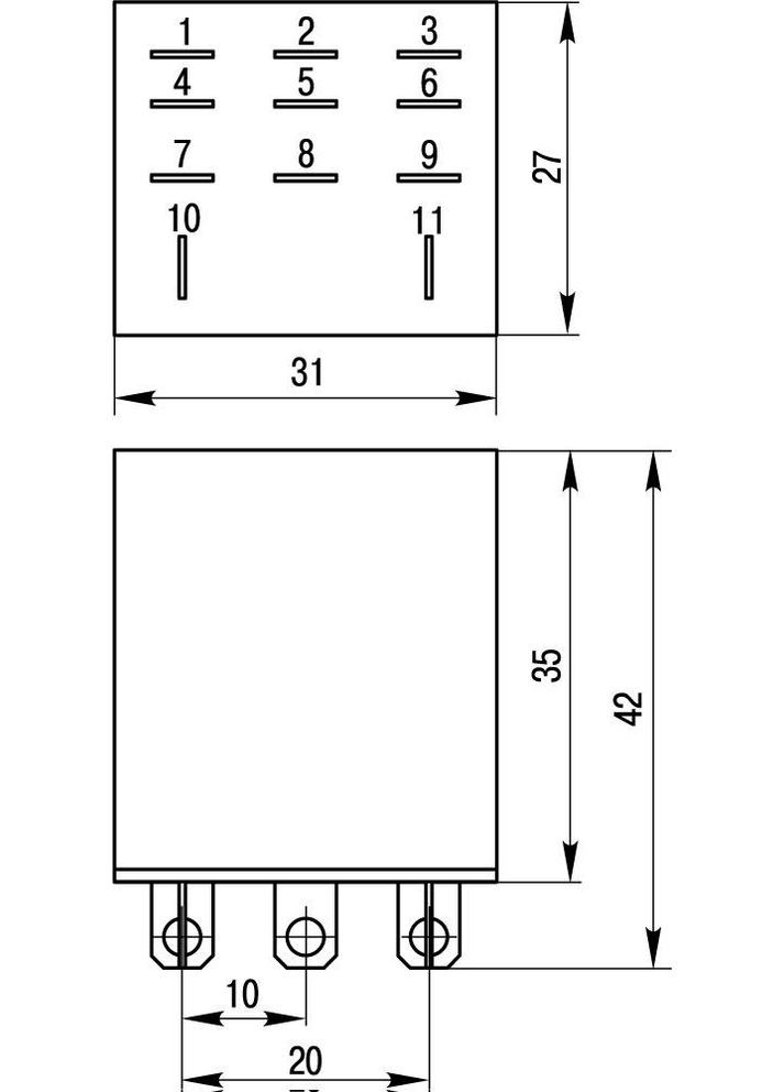 Реле промежуточное e.control.p1036, 10А, 230В AC, на 3 группы контактов i.ly3.230ac E.NEXT (337360132)