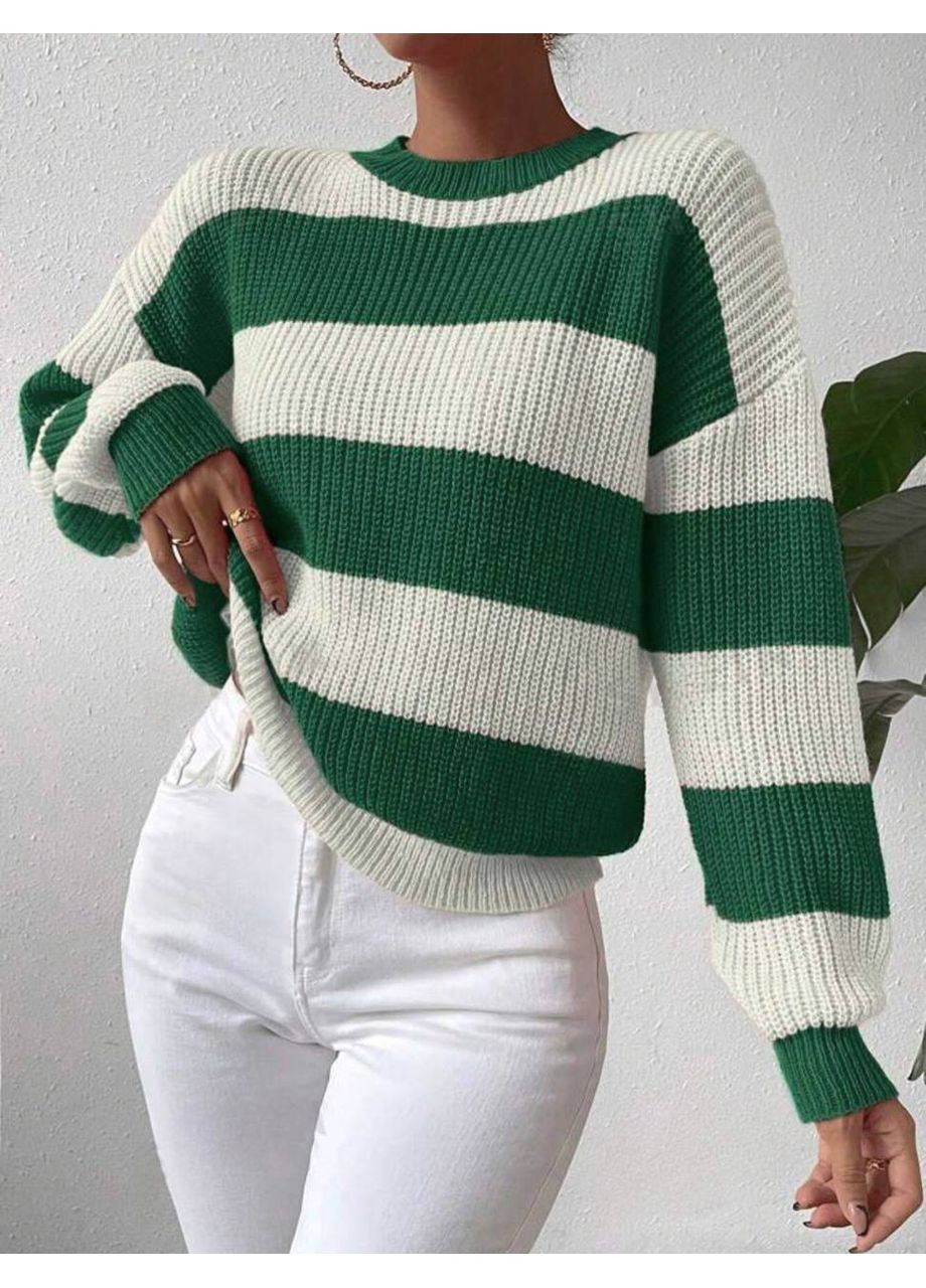 Зелений демісезонний жіночий светр оверсайз з акрилу та вовни — м’який і теплий, розмір 42/46 (заміри в описі) DK/DL Мода без кордонів