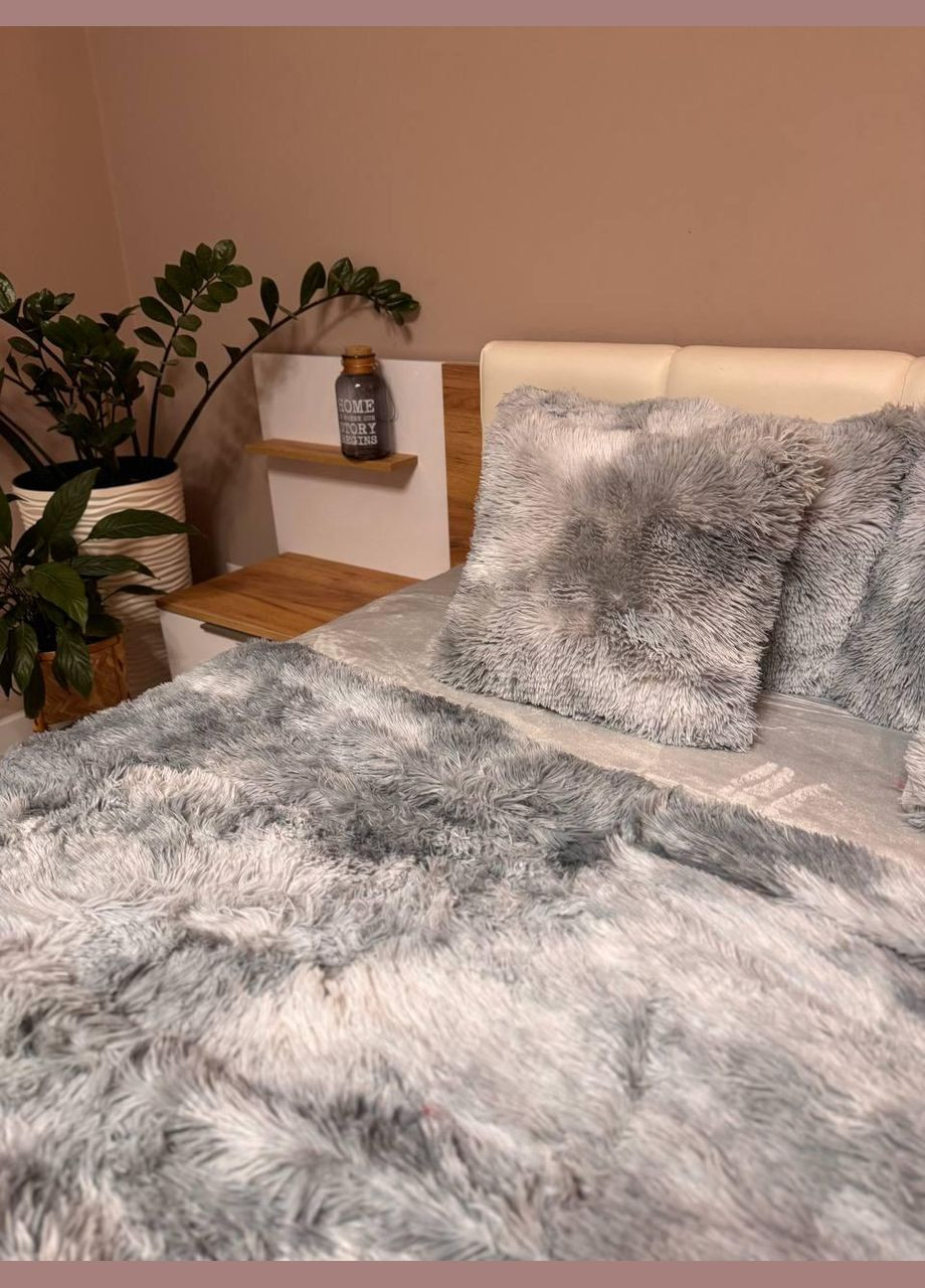 Постільна білизна плюшева тепла Полуторний Сірий П4К-velur-travka-002/2 (П4К-velur-travka-002/2) No Brand (308755350)