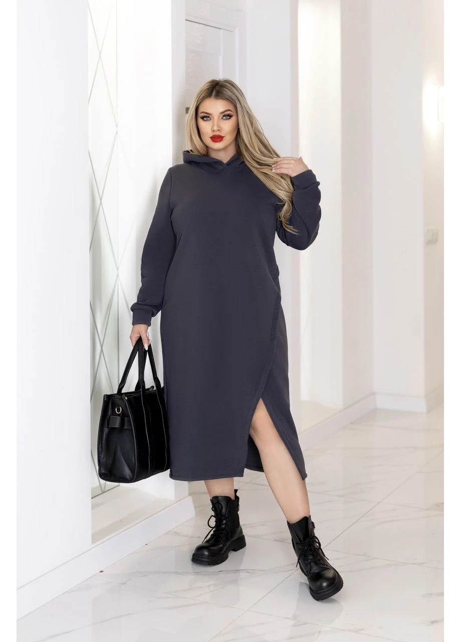 Темно-серое кэжуал платье Fashion Girl