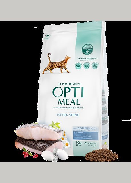 Сухой корм для взрослых кошек с Треской 10 кг ОПТИМИЛ Optimeal (278307845)