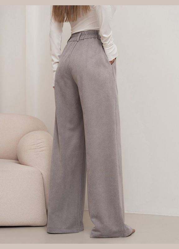Сірі широкі штани палаццо з еко-замші ISSA PLUS (280899097)