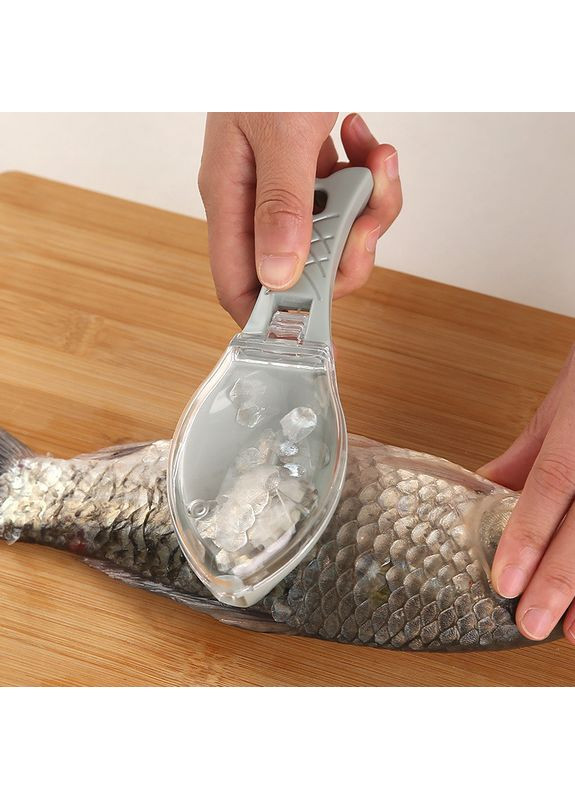 Скребок для чищення риби від луски, ніж для чищення риби з контейнером (оливковий) China (366890765)