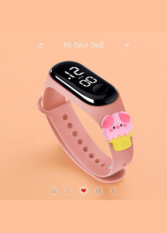 Детские сенсорные электронные часы с 3Д браслетом водонепроницаемые поросенок Pippo Hello Kitty Персиковый PRC (262890185)