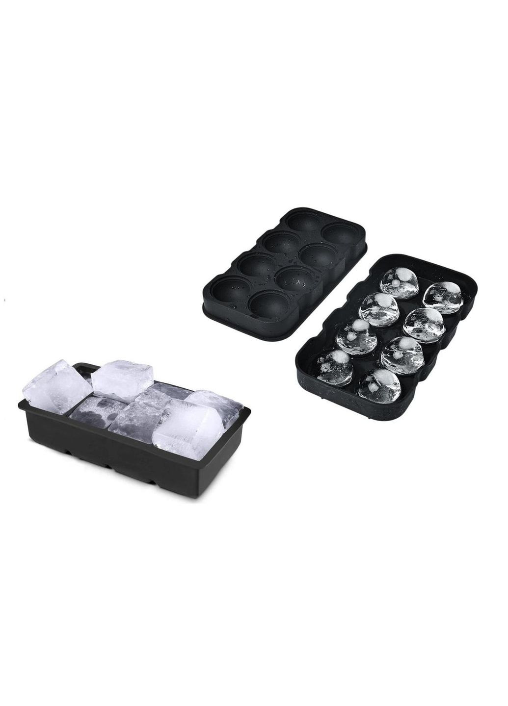 Набор силиконовых форм для льда Куб и Шар 8 ячеек 2 шт Черный (C051352-51356) Ice (342122361)