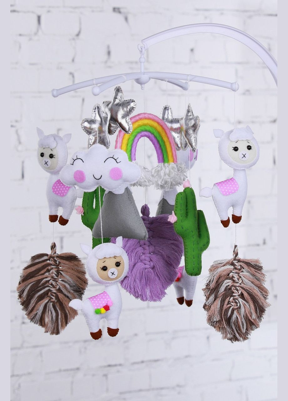 Дитячий музичний мобіль на ліжечко для немовлят WooolyWool «Лама» з 35 мелодіями (М034) No Brand (342757993)