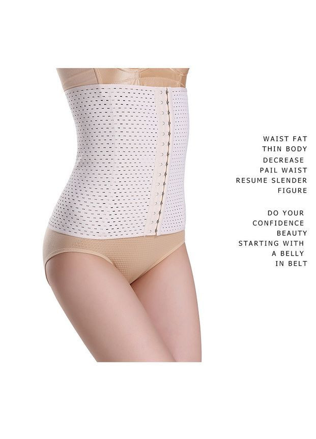 Утягувальний пояс-корсет поліефірне волокно з гачками та ребрами жорсткості розмір S колір беж No Brand (366963136)