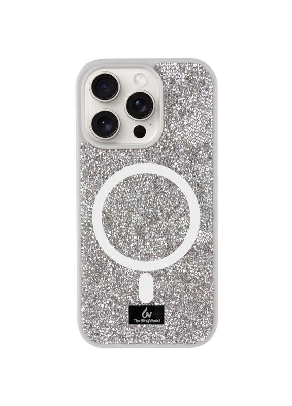Чехол TPU Rock Diamond с MagSafe для Apple iPhone 16 Pro (6.3") Серебряный Bling World (369645424)