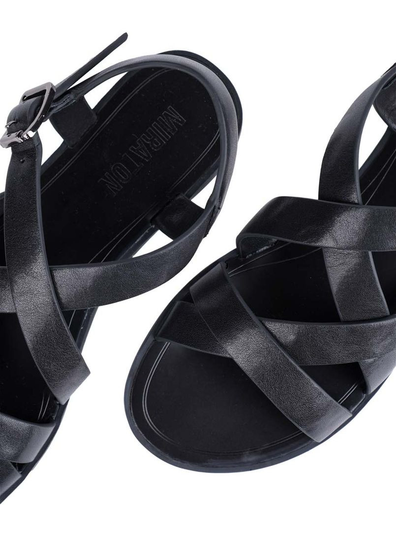 Черные женские сандалии 202-24114-2-1 черный кожа MIRATON