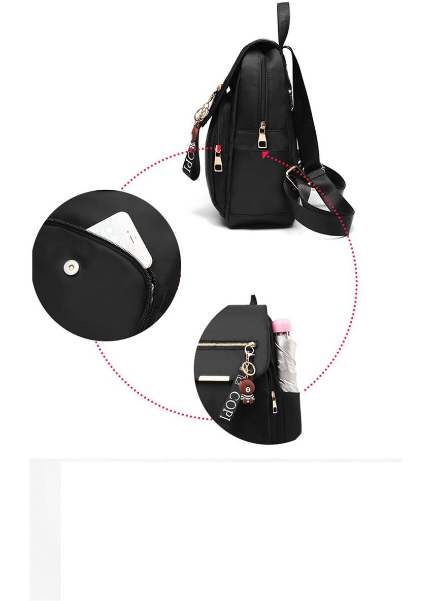 Жіночий рюкзак чорний із стрічковим ведмедиком КиП (277698342)