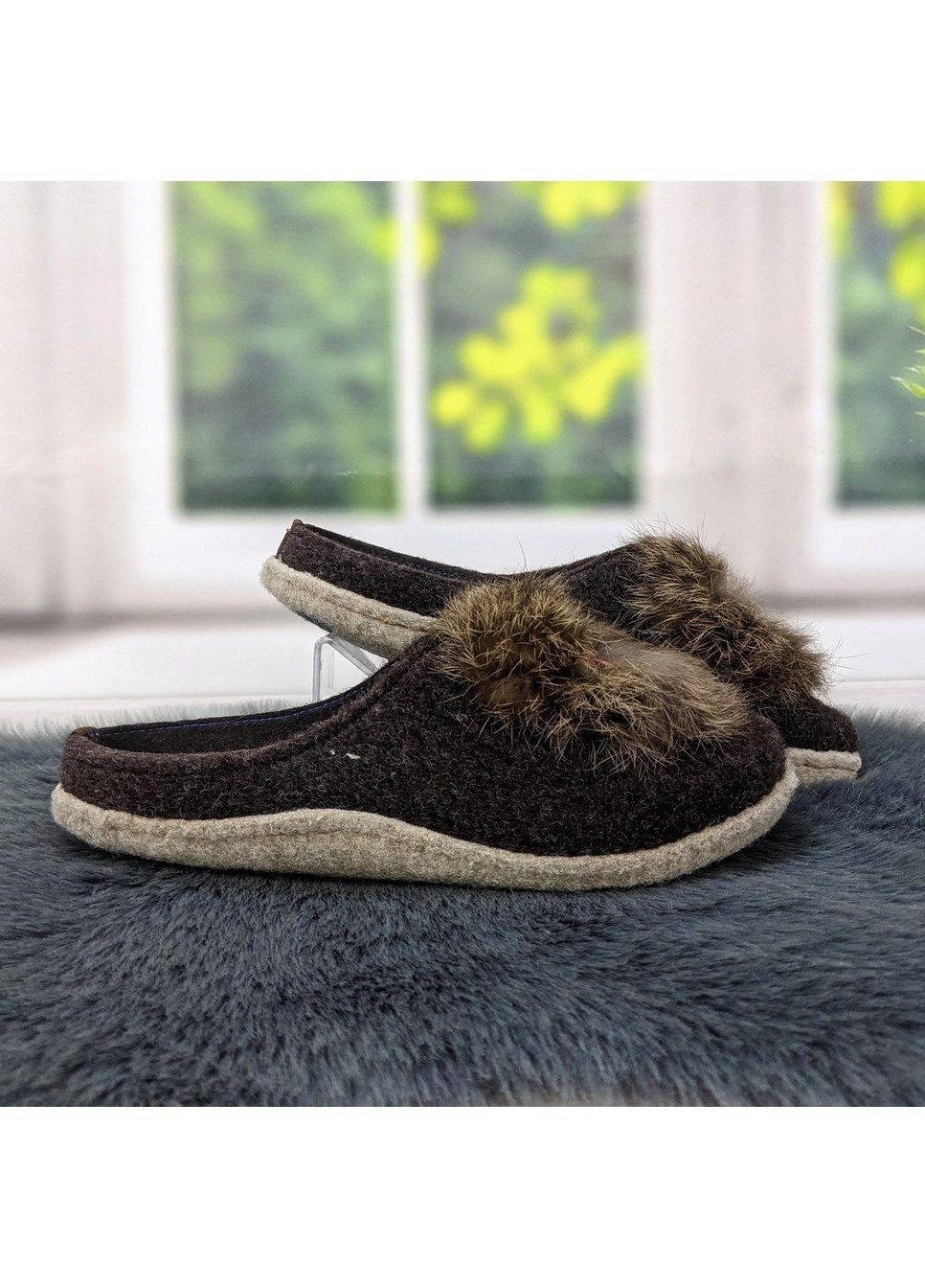 Коричневые тапочки женские комнатные фетровые для ламината Inblu