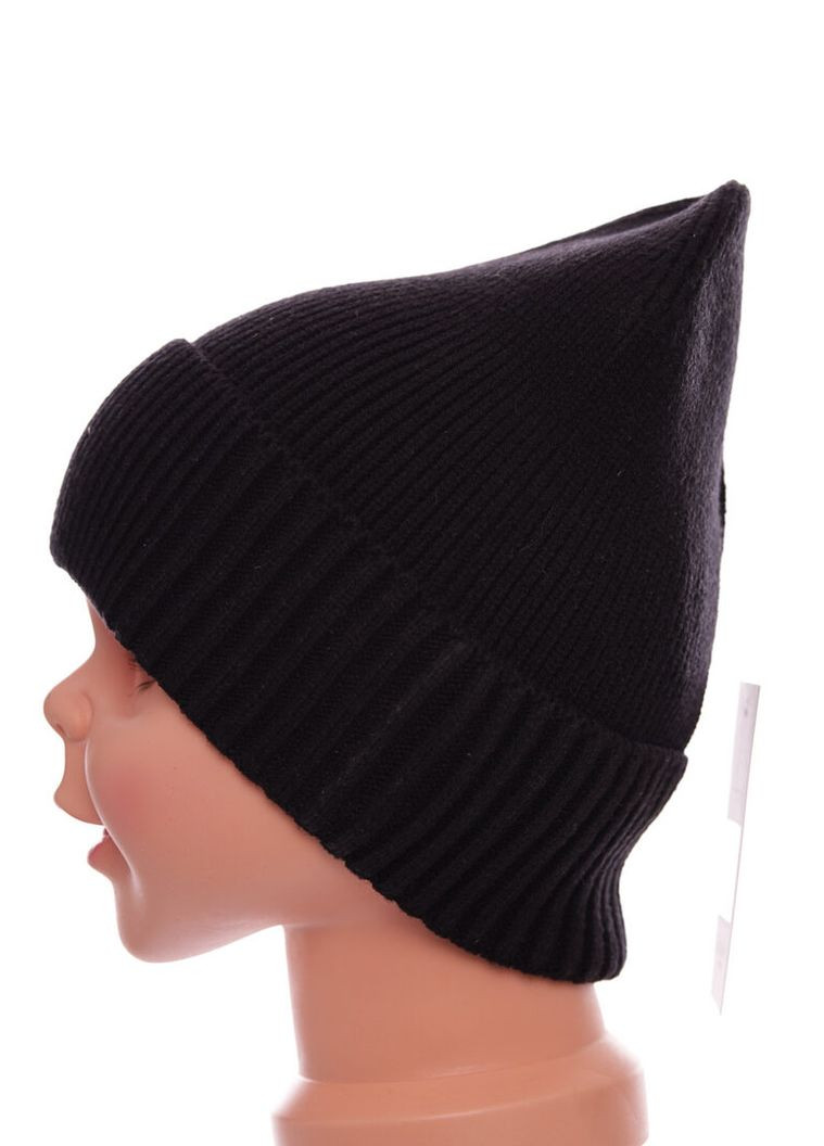 Шапка вязкая в рубчик черная 5л+ (51747) BABYKROHA (323469465)