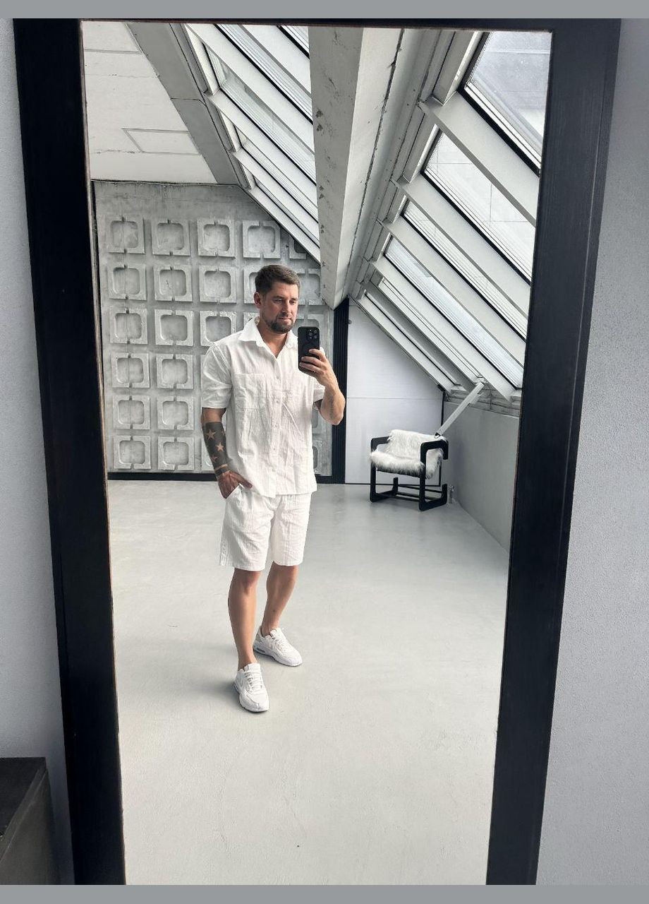 Білий літній костюм чоловічий - двійка, шорти + рубашка з шортами JUGO NN_brand № 2060