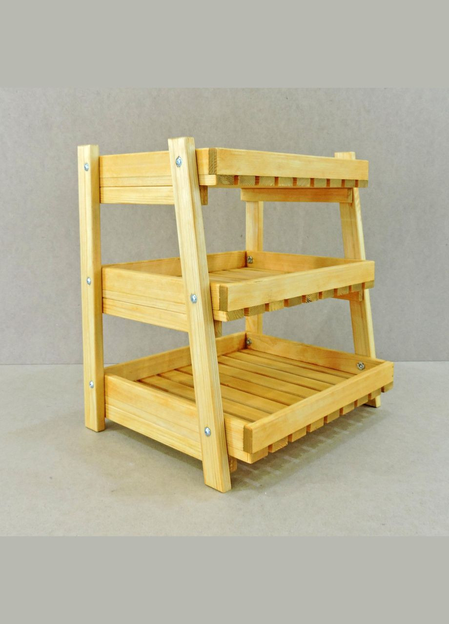 Етажерка для фруктів і овочів з дерева Керрот ваніль (ЯХО-000302) No Brand (327846068)