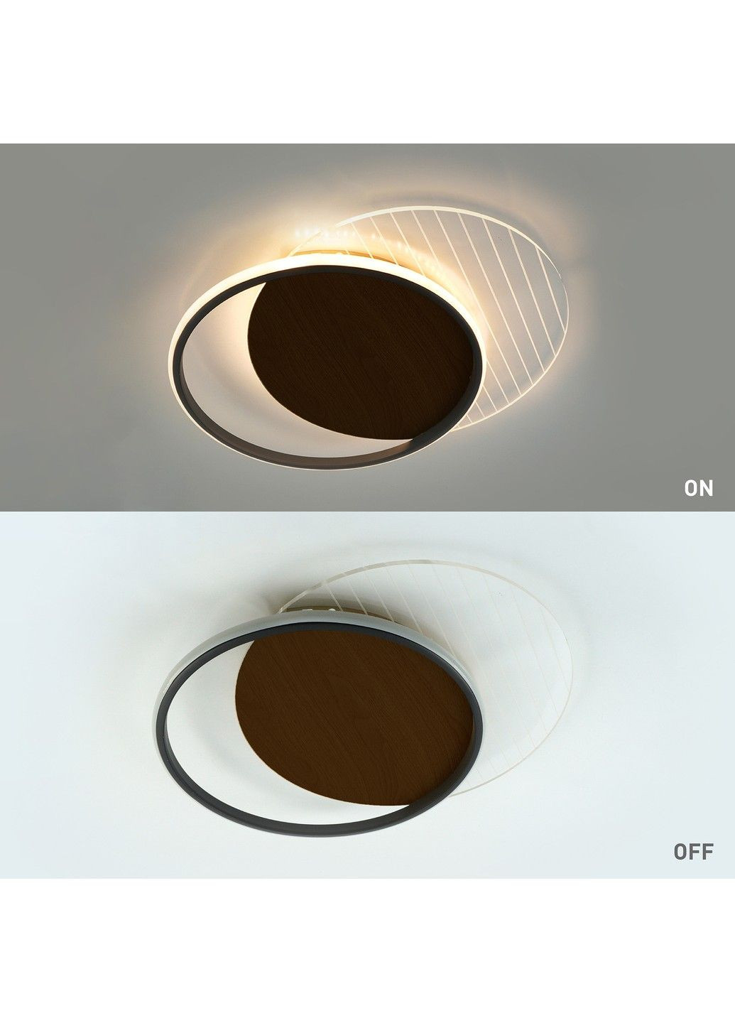 Керована світлодіодна люстра AMATO 60W 2R-APP-400×505×52-BLACK/WOOD/CLEAR-220-IP20 ESLLSE (301020817)