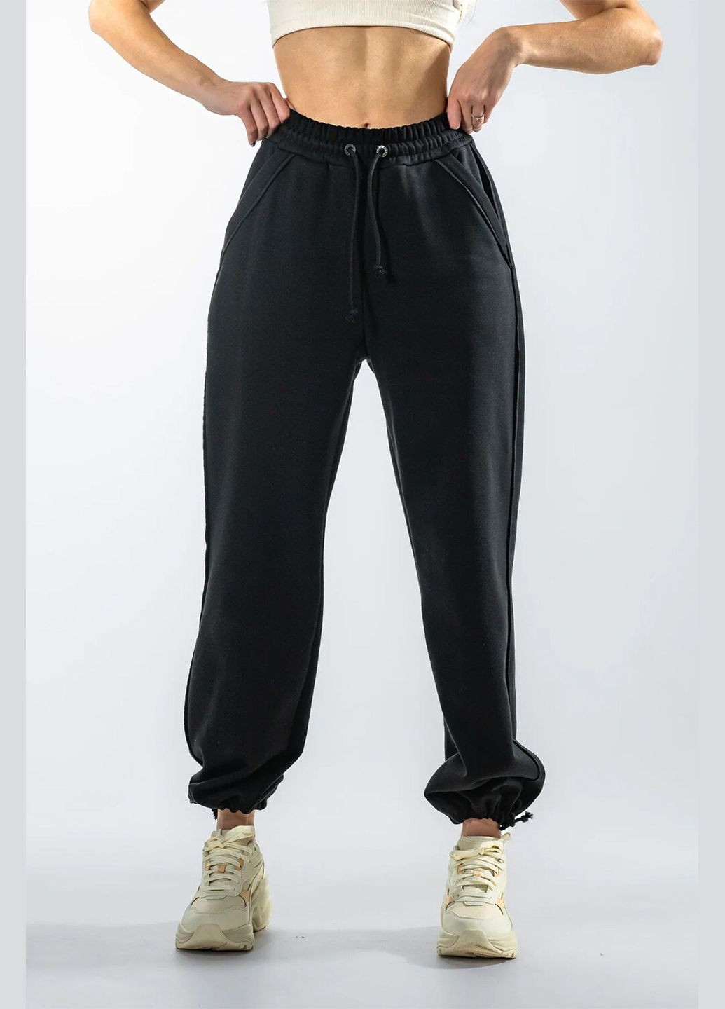 Жіночі спортивні штани на зав'язках Francis Чорні Teamv (317310455)