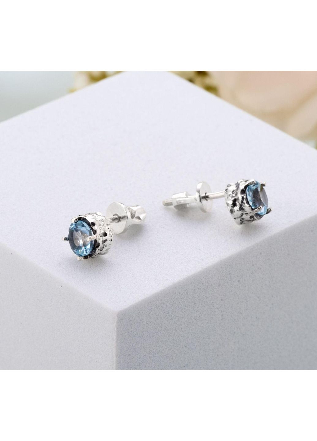 Пусеты серебряные Цефеида Голубой Топаз 925 Zirkon Skifska Etnika (364203049)