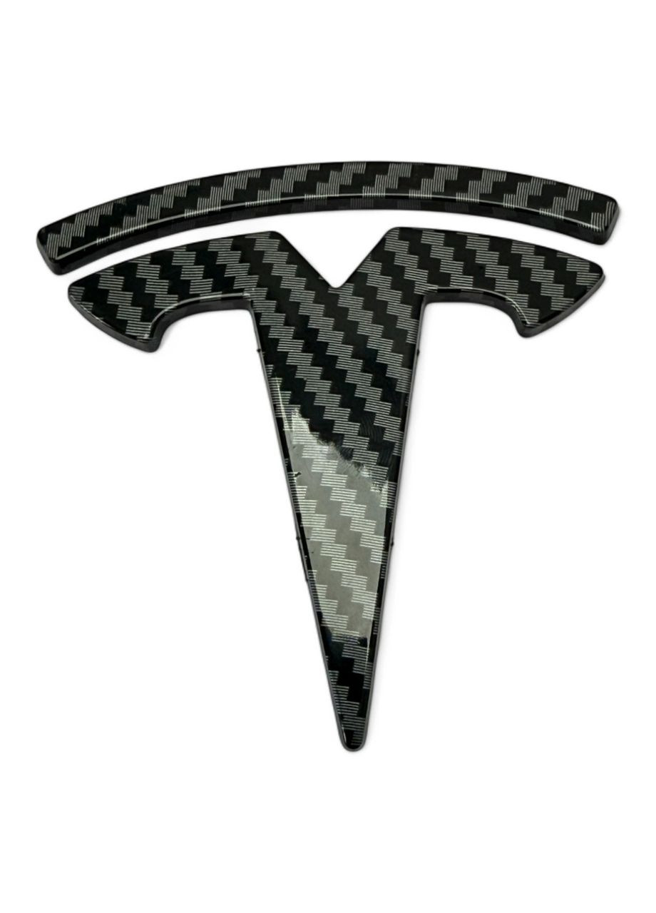 Накладки на оригінальні емблеми на капот Тесла Model Y, Model 3 карбон глянець Tesla (354698718)