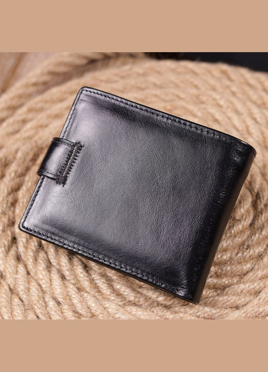 Кошелек мужской Кожаный гладкий 19408 Черный st leather (306881709)