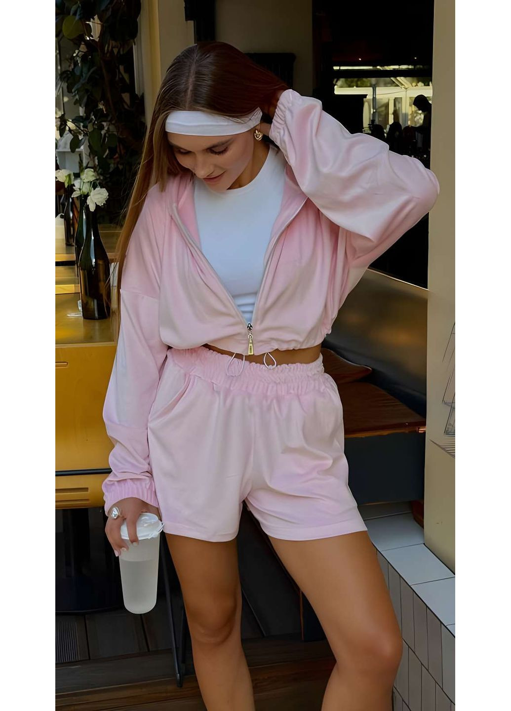 Велюровий костюм шорти + кофта з капюшоном на літо осінь, лимонний жіночий костюм з велюру... Україна (355059368)