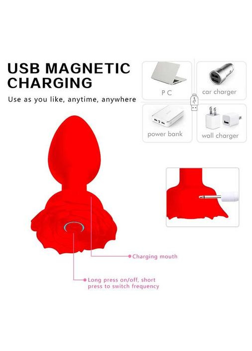 Силиконавая смарт анальная пробка Smart Rose - Черный - 3.3x10.5 см – Анальные игрушки No Brand (370612189)