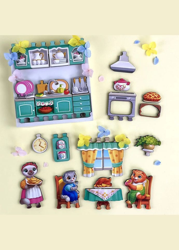 Деревянный пазл-вкладыш "Кошачий летний домик" (ПСД272) PSD272 Ubumblebees (337579859)