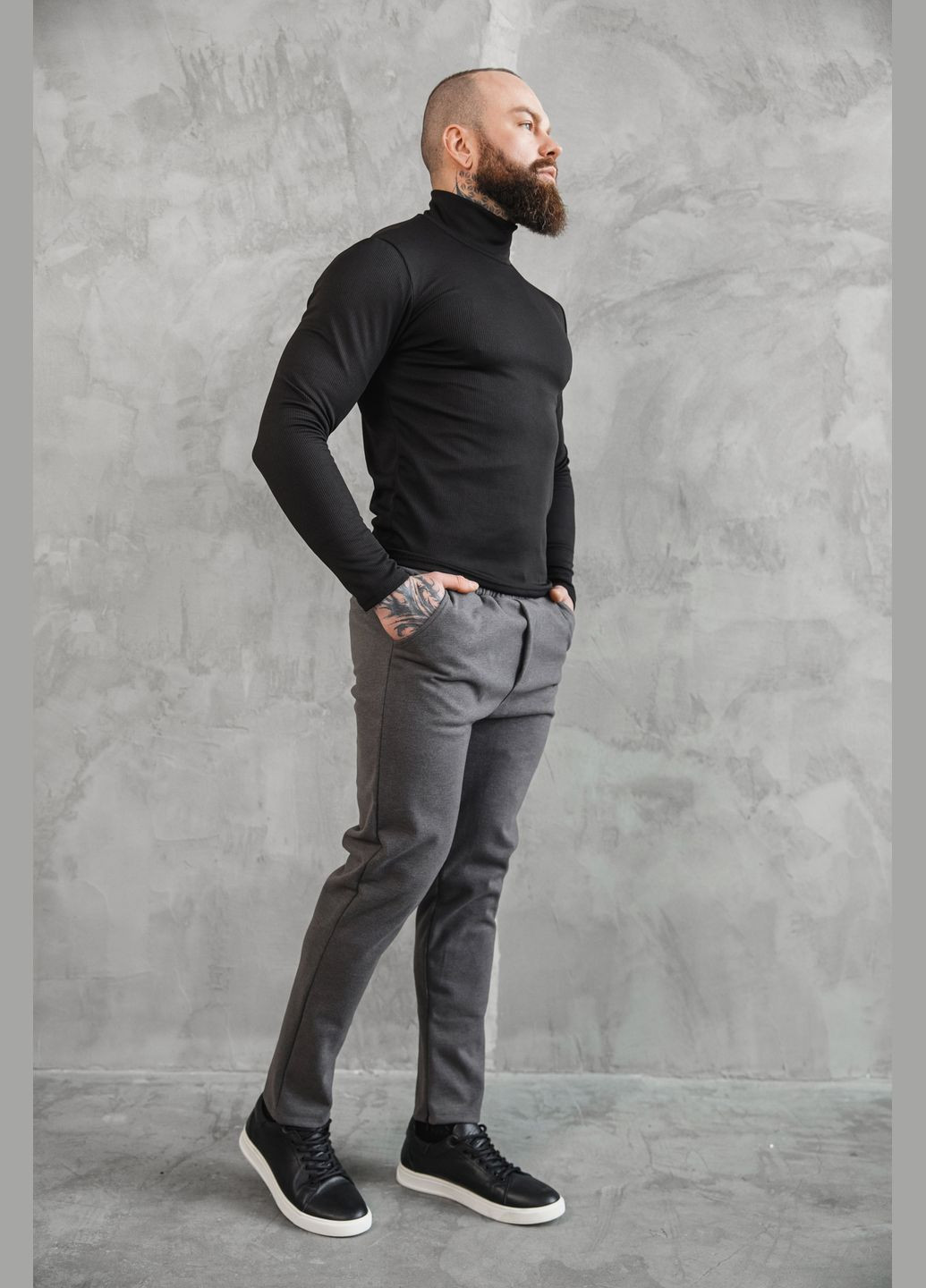 Графитовые классические, повседневный, кэжуал зимние брюки No Brand