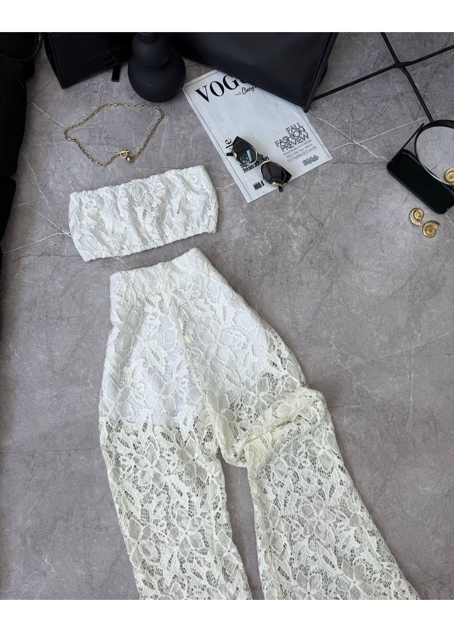 Женский молочный кружевной комплект Україна (349817855)