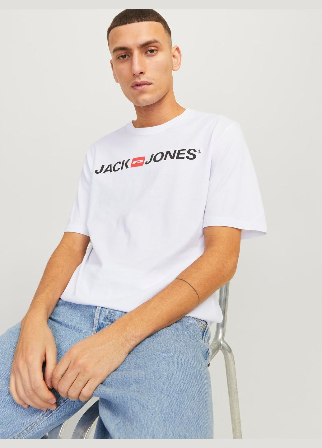Біла футболка basic,білий з принтом,jack&jones Jack & Jones