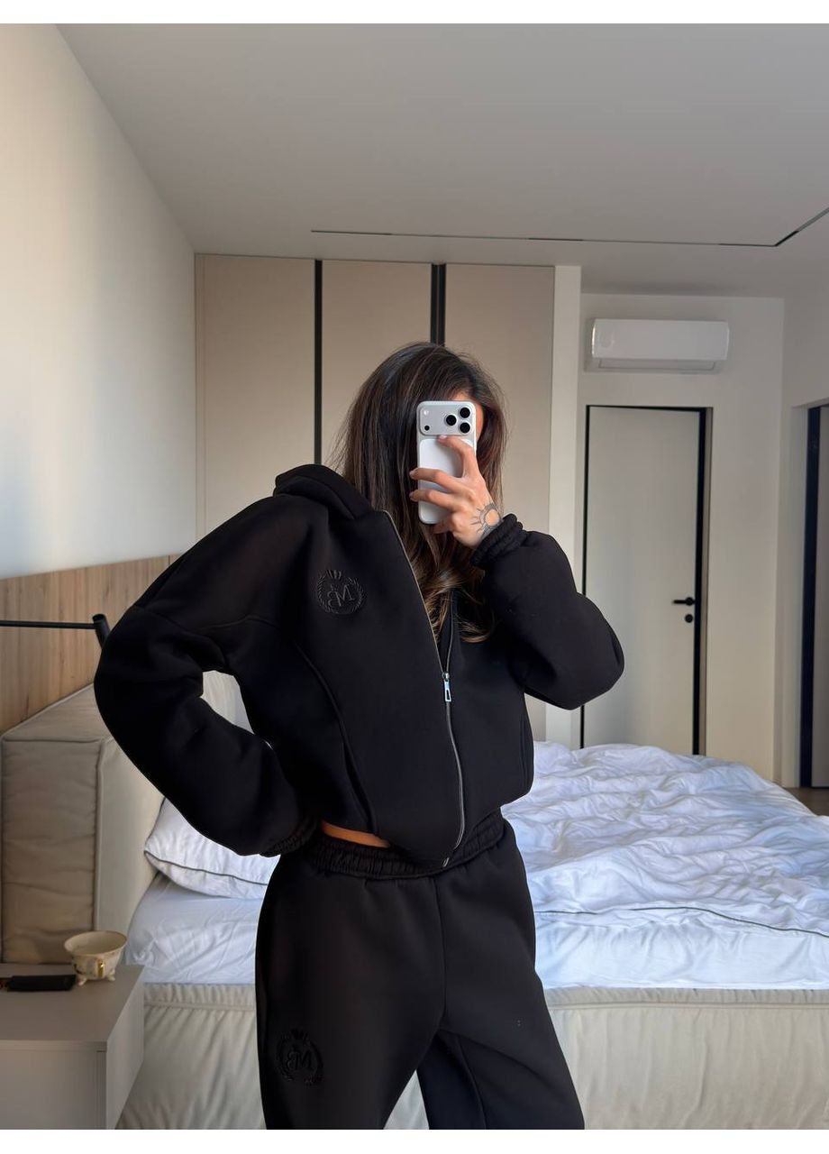 Теплий костюм з турецької тринитки на флісі | 2-ка з подвійним капюшоном Україна (366671239)