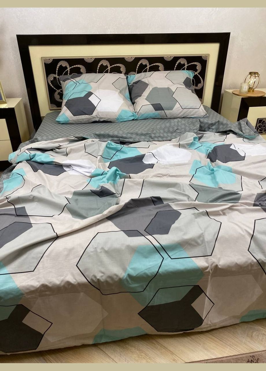 Постельное белье хлопковое Мане Двуспальное Простынь на резинке 160x200х20 Бязь Серое 50 х 70 No Brand (332796754)