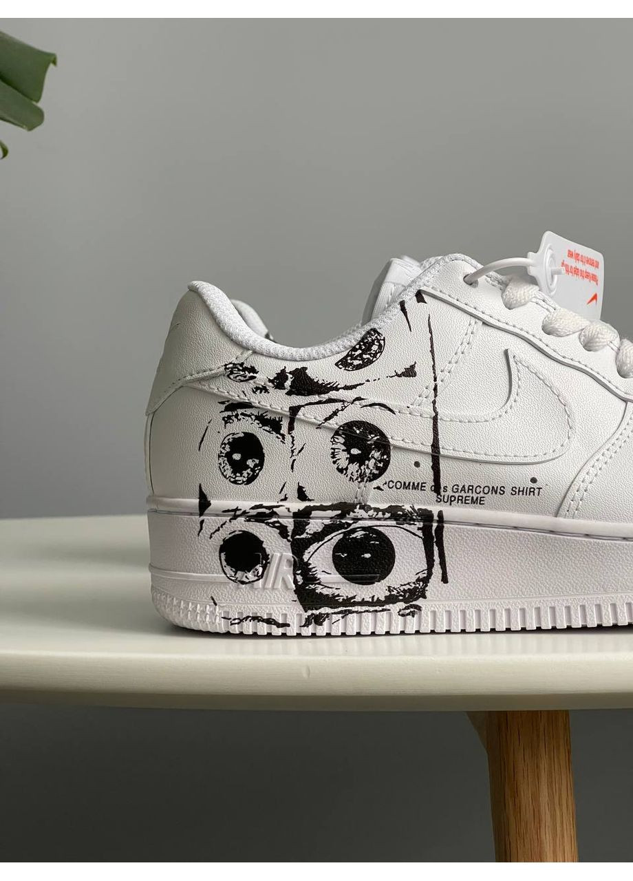 Білі Осінні кросівки чоловічі і жіночі nike air force 1 low х comme des garçons supreme | найк еір форс 1 білі No Brand