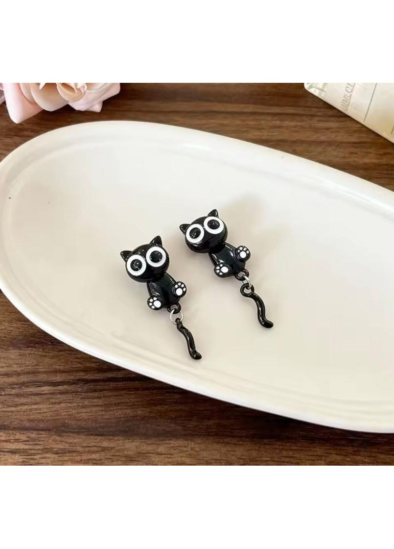 Серьги черные кошки, серьги кошки, серьги с черными котиками, серьги с котами, украшения, подарок, серьги с черными котами Fashion Jewelry (369724186)