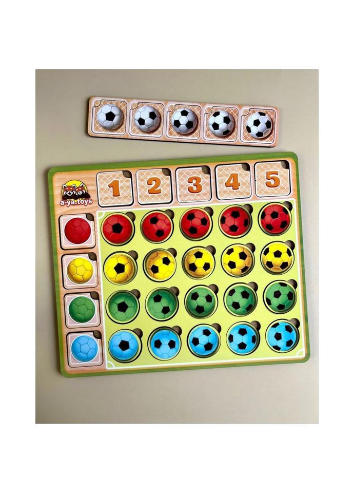 Деревянный пазл-сортер "Футбольные мячики" Ubumblebees (ПСФ107) PSF107 цвет и счет No Brand (330608072)