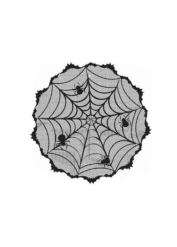 Скатертина на Хелловін кругла з павуками 100 см чорний Jannet (302398757)